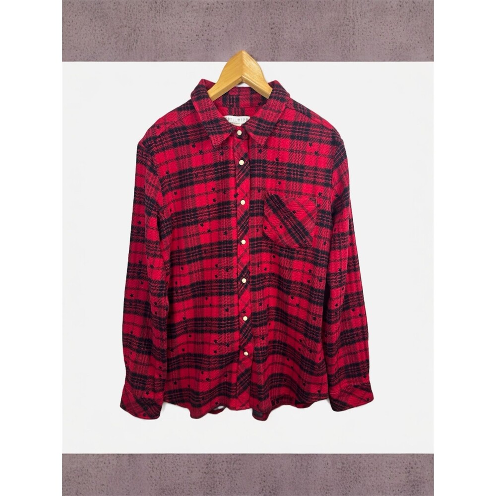 Idyllwind by Miranda Lambert Tira Plaid Star Print Flannel Pearl Snap Shacket SM
